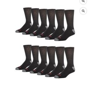 Wrangler Workwear Mens 12 Pack Cushion Crew Work Socks Black‎ Size 6-12
